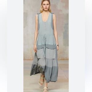 ZARA SRPLS Limited Edition Cargo Midi Sleeveless Dress in Blue Grey Sz XS